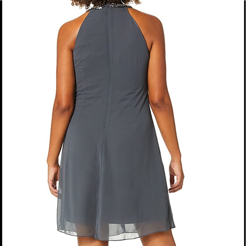BRAND NEW WOMENS STLISH JEWEL NECK PETITE SHEAR DRESS NWT - Picture 2 of 2